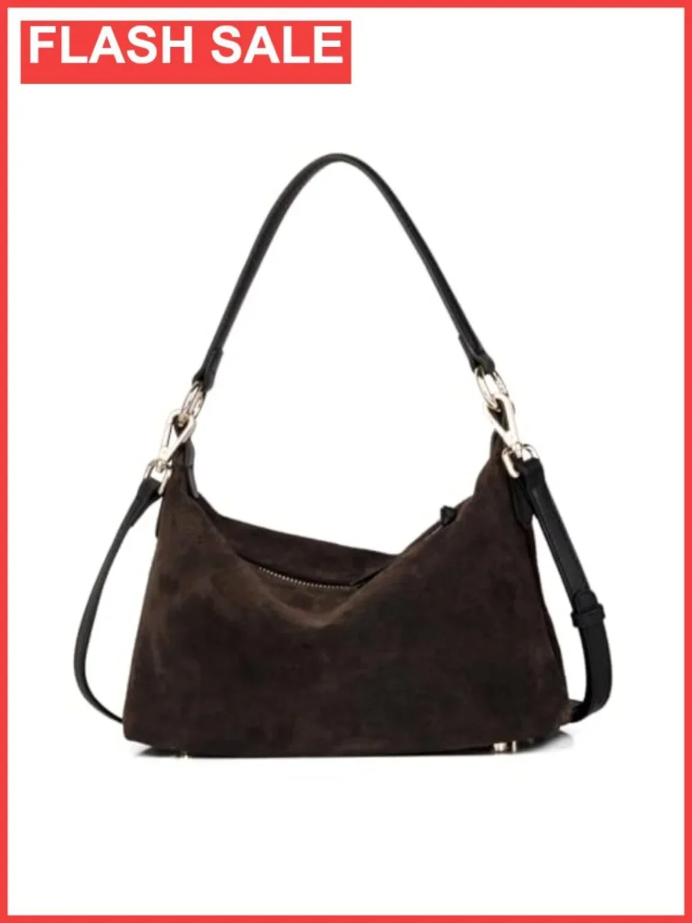 Real Cowhide Suede Slouchy Hobo Shoulder Bag Crossbody Dumpling Purse